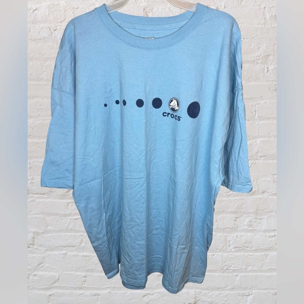 Mens Y2K Crocs Sky Blue Center Logo Graphic Shirt